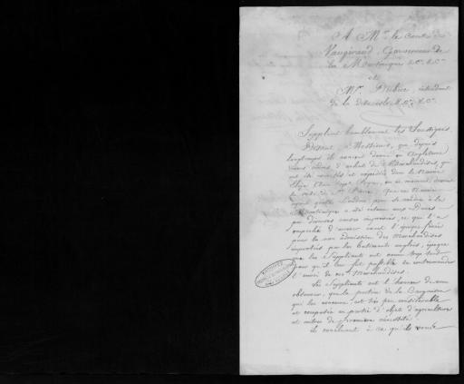 Affaire de "l'Eliza Ann" : correspondance adressée à Vaugiraud, janvier-juillet 1817. - 12 lettres et pièces annexes.